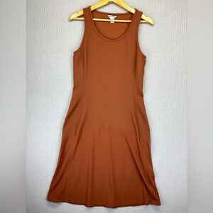 Athleta Rust Sleeveless Ribbed Hybrid Midi Dress Womens Med Casual Activewear